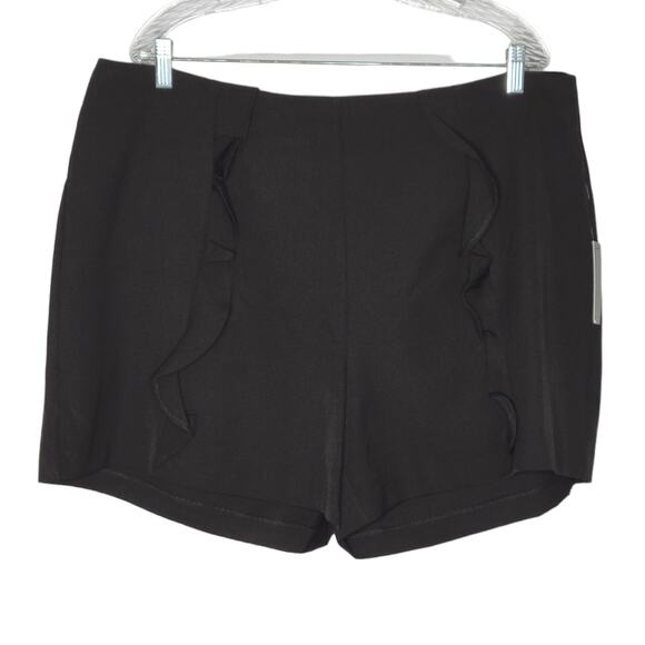 Eloquii Black Ruffle Trim Shorts - Picture 2 of 11